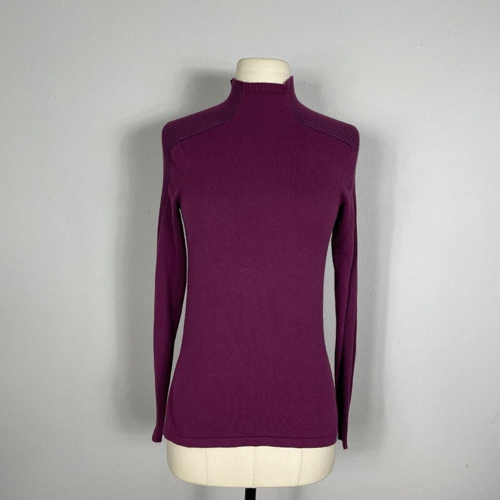Title Nine Dark Pink Long Sleeve Quarter Zip Cotton Blend Sweater Women’s XS